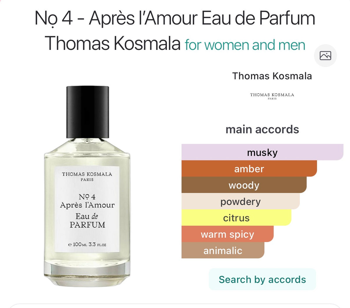 thomas kosmala no 4 apres l'amour edp 100ml